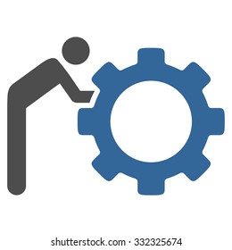 Working Person vector icon. Style is bicolor flat symbol, cobalt and gray colors, rounded angles, white background.