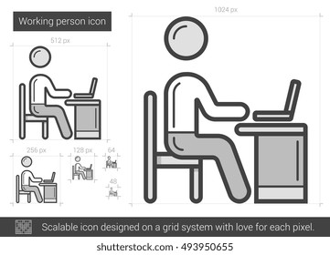 Arbeitskraft, Vektorsymbol einzeln auf weißem Hintergrund. Das Symbol der Arbeitskraft für Infografik, Website oder App. Skalierbares Symbol, das auf einem Gittersystem entworfen wurde.