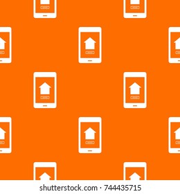 Working phone pattern repeat seamless in orange color for any design. Vector geometric illustration