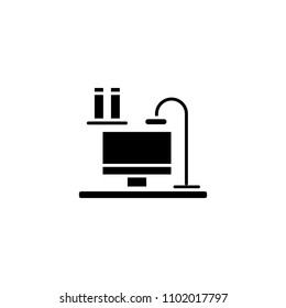 Working place black icon concept. Working place flat  vector symbol, sign, illustration.