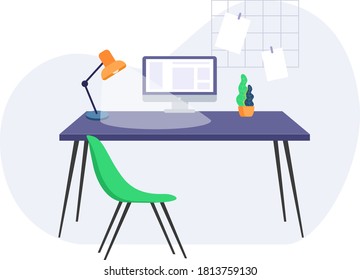 Working place flat design concept