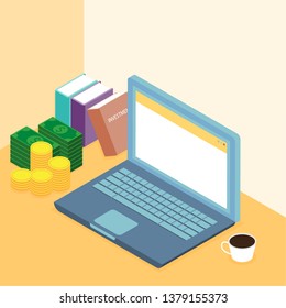 Working place in flat design. Constructor of your own work space. Vector illustration