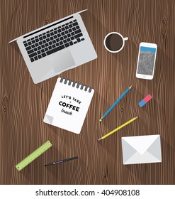 Working place in flat design. Constructor of your own work space