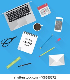 Working place in flat design. Constructor of your own work space