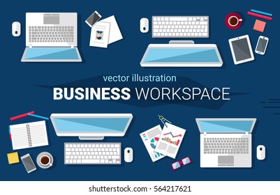 Working place in flat design. Constructor of your own work space