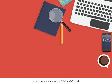 Working Place Modern Office Interior Flat Design Vector Illustration EPS10