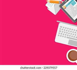 Working Place Modern Office Interior Flat Design Vector Illustration EPS10 