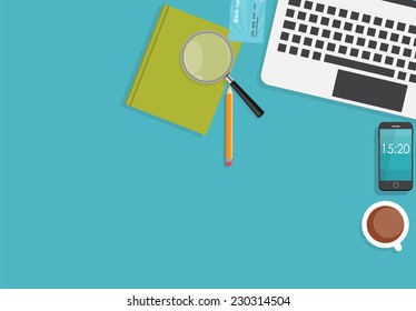 Working Place Modern Office Interior Flat Design Vector Illustration EPS10 