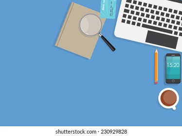 Working Place Modern Office Interior Flat Design Vector Illustration EPS10 