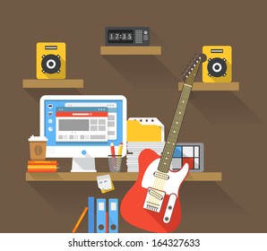 Working place of a musician 