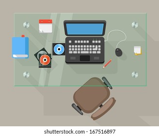 Working place of an office manager 