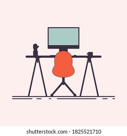 Working Place - Stock Vector Illustration