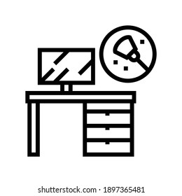 working place table cleaning line icon vector. working place table cleaning sign. isolated contour symbol black illustration