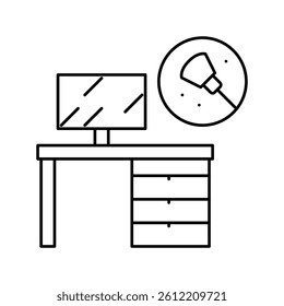 working place table cleaning line icon vector. working place table cleaning sign. isolated contour symbol black illustration