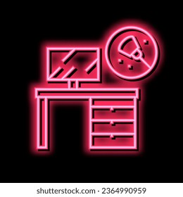 working place table cleaning neon light sign vector. working place table cleaning illustration