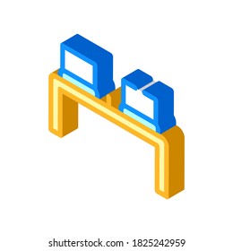 working place table with laptop isometric icon vector. working place table with laptop sign. isolated symbol illustration