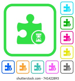 Working plugin vivid colored flat icons in curved borders on white background