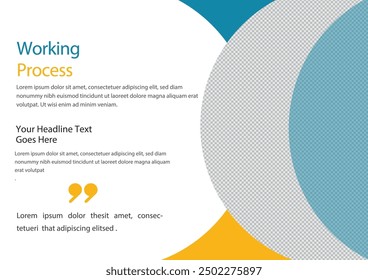 Working Process template a4 print page for business profile annual report brochure catalog corporate Abstract Presentation Infographic elements  design set flyer, leaflet, magazine, invitation card, 
