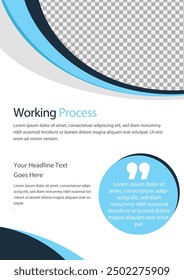 Working Process template a4 print page for business profile annual report brochure catalog corporate Abstract Presentation Infographic elements  design set flyer, leaflet, magazine, invitation card, 