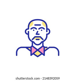 Working professional middle-aged man. Pixel perfect, editable stroke fun color icon