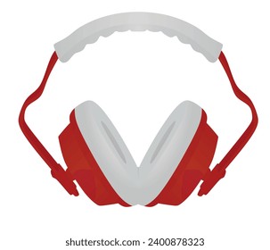Trabajando auriculares protectores. ilustración vectorial
