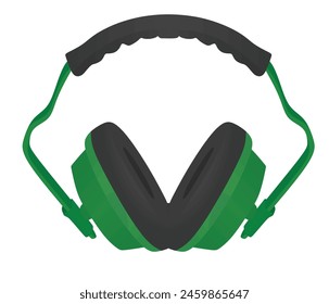 Working protective earphones. vector illustration
