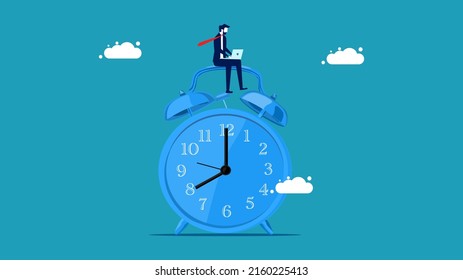 Working in a race against time. A businessman who works on a time limit. business concept vector