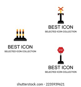 Working railroad crossing symbol icon set collection can be used for digital and print