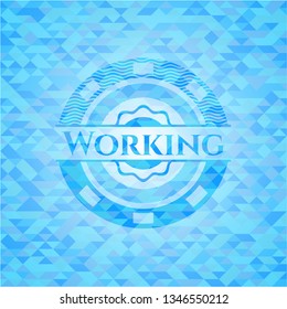 Working realistic light blue mosaic emblem