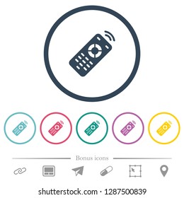 Working remote control flat color icons in round outlines. 6 bonus icons included.
