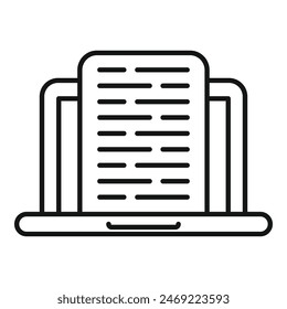 Working remote reading article icon outline vector. Laptop screen. Online education