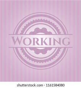 Working retro style pink emblem