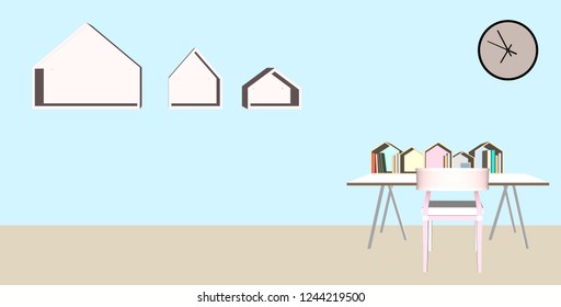 Working room vector pastel children
