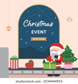Working Santa Claus, Conveyor belt and a Christmas present
