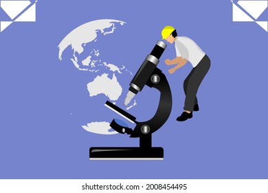 Working scientist. Professional lab research, chemistry laboratory worker and science researcher. illustration vector