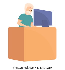 Working senior man icon. Cartoon of working senior man vector icon for web design isolated on white background