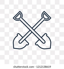 Working Shovel vector outline icon isolated on transparent background, high quality linear Working Shovel transparency concept can be used web and mobile