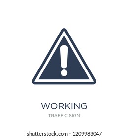 Working sign icon. Trendy flat vector Working sign icon on white background from traffic sign collection, vector illustration can be use for web and mobile, eps10