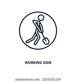 working sign outline icon.  Thin line icon from construction collection. Editable vector isolated on white background