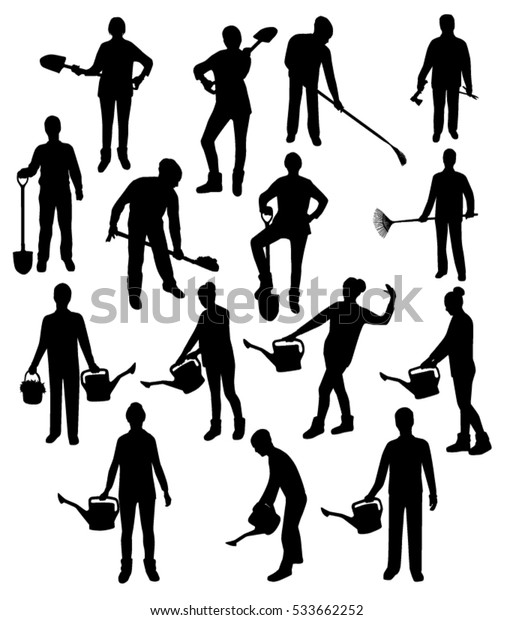 Working Silhouettes Stock Vector (Royalty Free) 533662252