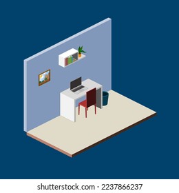 Working space illustration isometric working area