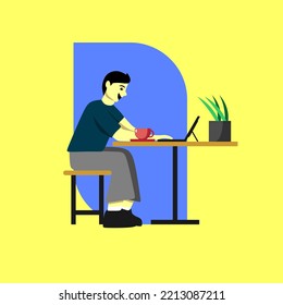 working space vector illustration, work from home, work from working space