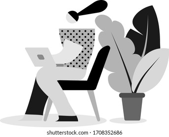 Espacio de trabajo. Caracteres femeninos jóvenes escribiendo en una ilustración vectorial plana o portátil editable, imágenes prediseñadas
