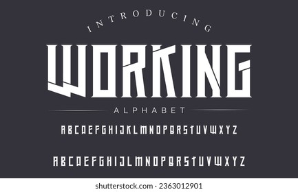 Working Sport Modern Italic Alphabet Font. Typography urban style fonts for technology, digital, movie logo design. vector illustration