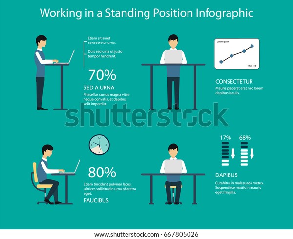 Working Standing Position Vector Illustration Benefits Stock