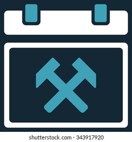 Working Syllabus Date vector icon. Style is bicolor flat symbol, blue and white colors, rounded angles, dark blue background.