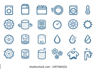 Working System of Washing Machine and Clothes Dryers (icon).