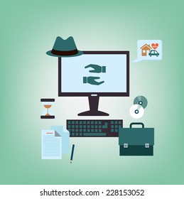 Working table of an insurance agent 