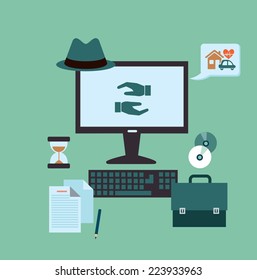 Working table of an insurance agent illustration