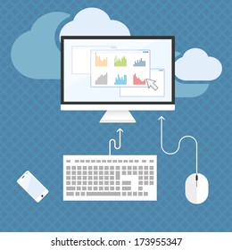 working table. vector concept background with flat icons. eps10